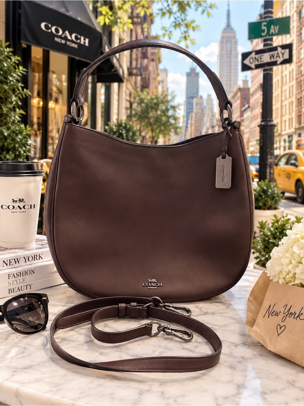 Coach Nomad glove Leather shoulder bag w crossbody strap in Merlot